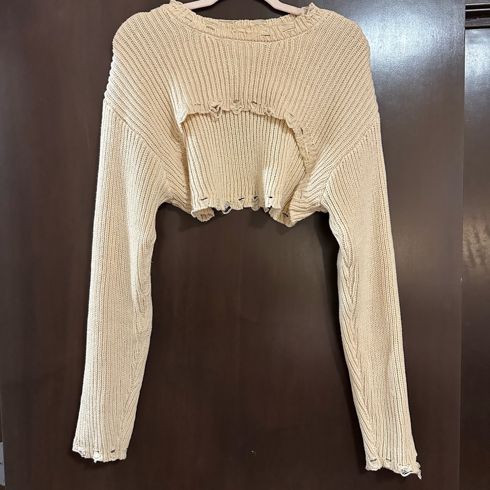 Cream Knit Cropped Sweater